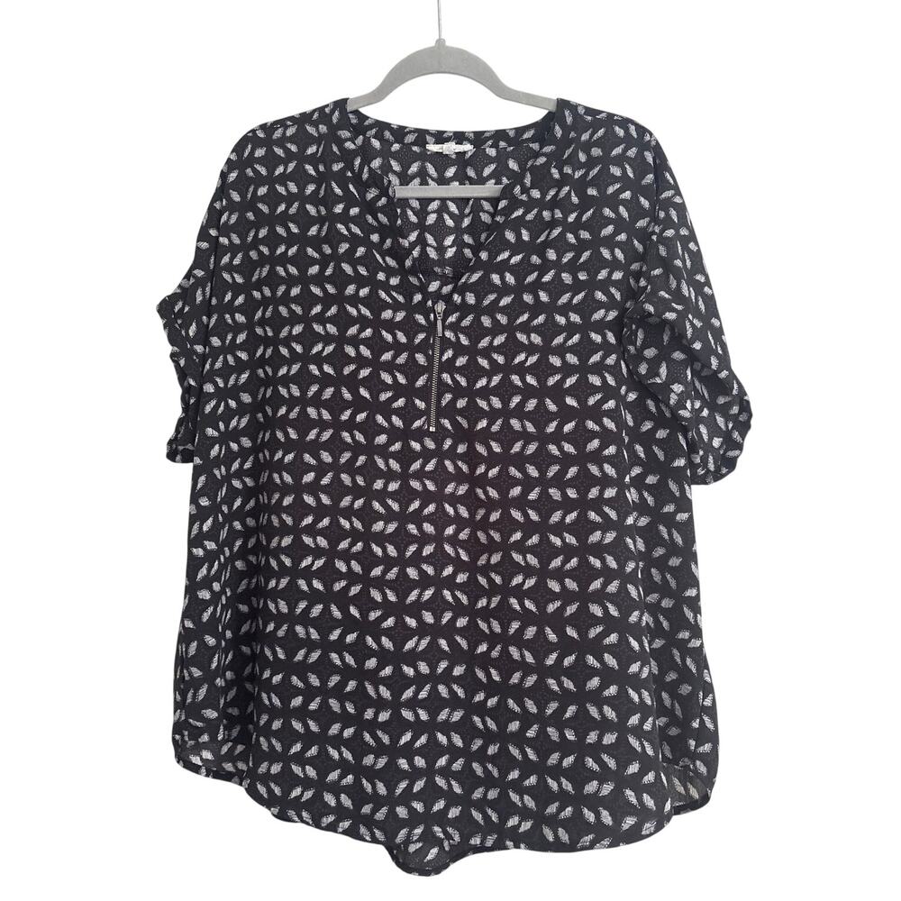 Maurices Quarter Zip Black and White Blouse, Women's XXL